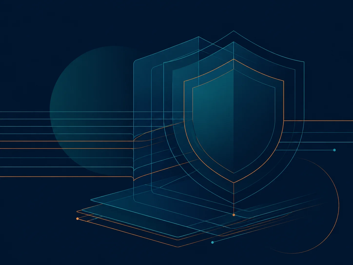 Layered shield shapes representing financial protection and trust